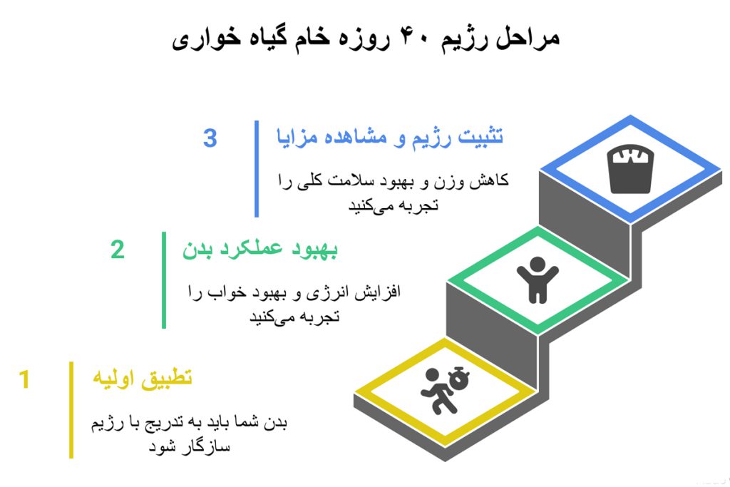 مراحل رژیم خام گیاه خواری 40 روزه