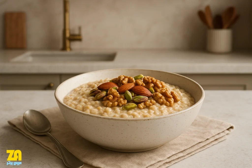 جو دوسر با آجیل و میوه خشک