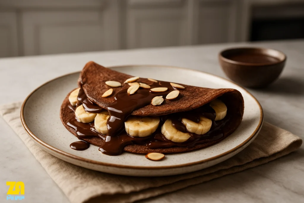 کرپ شکلاتی با موز و بادام